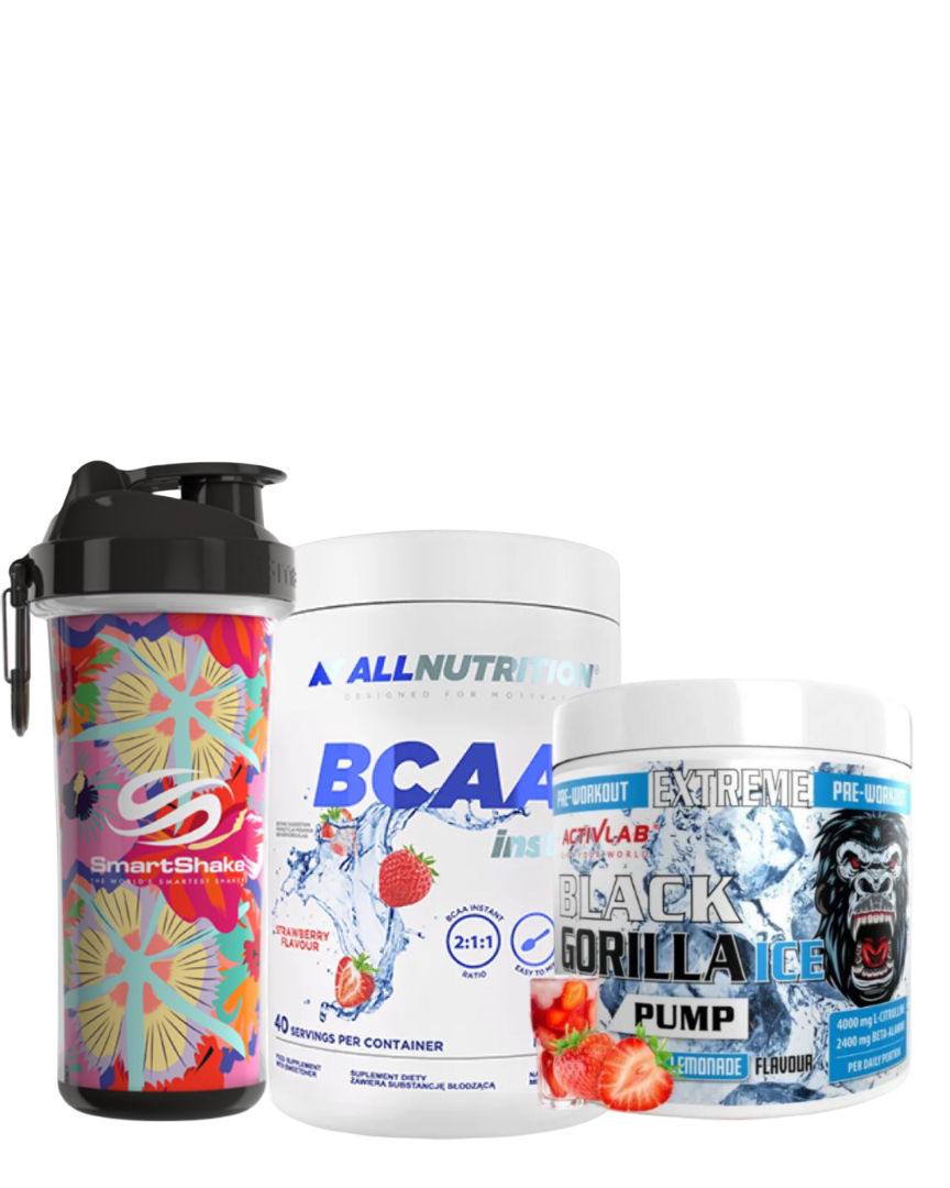 Rinkinys sportuojantiems: plaktuvė, BCAA ir preworkout