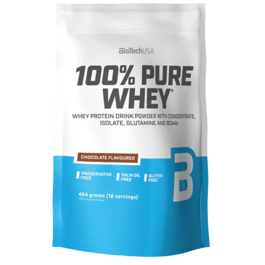 Šokoladiniai baltymų milteliai Biotech 100% Pure Whey 1000g - SUPLEMENTE